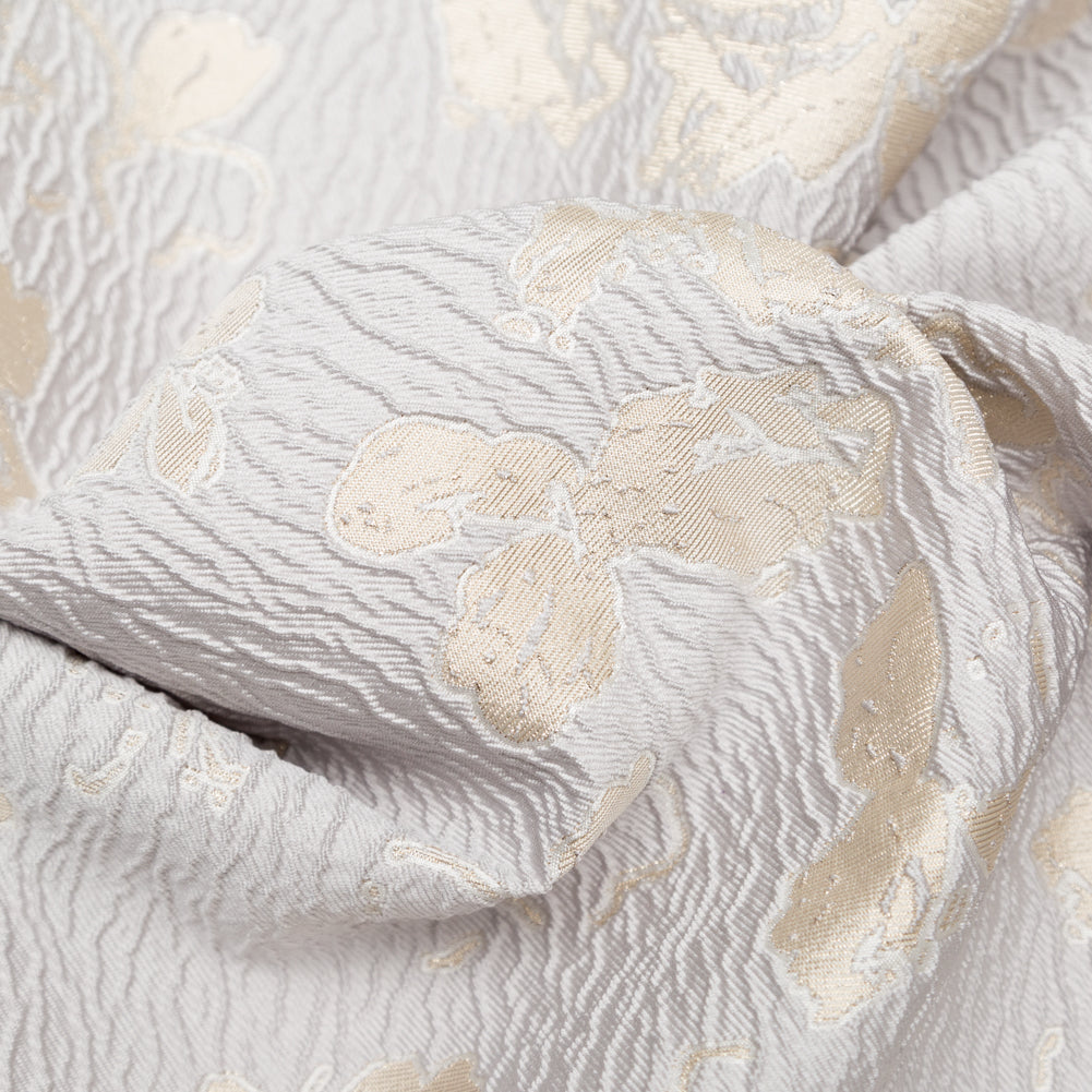 Metallic Aloe Wash and White Sand Floral Luxury Brocade