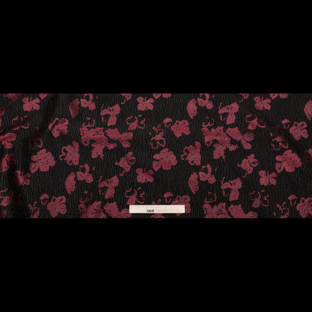 Metallic Black and Rhododendron Floral Luxury Brocade