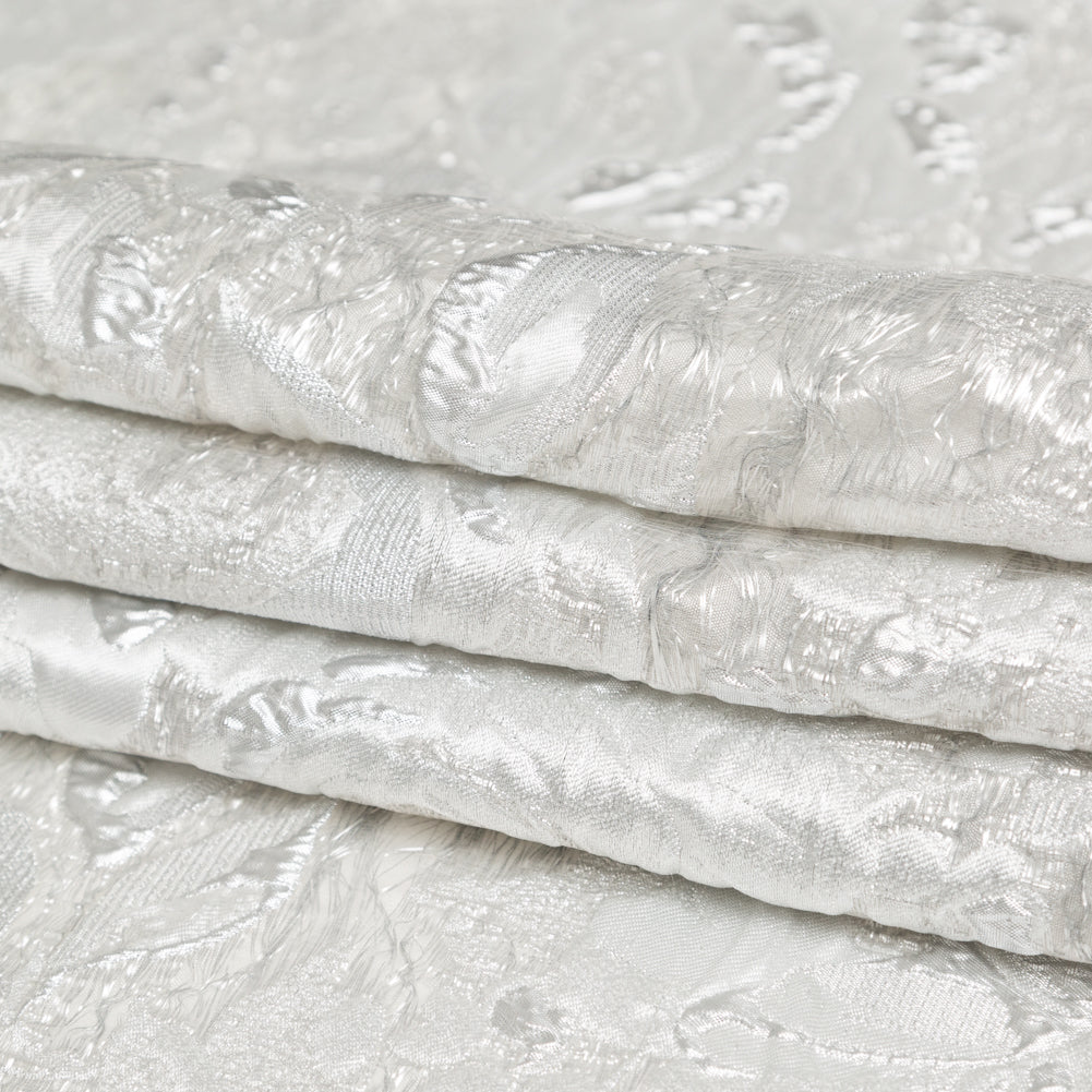 Metallic Silver and Drizzle Rosy Luxury Brocade