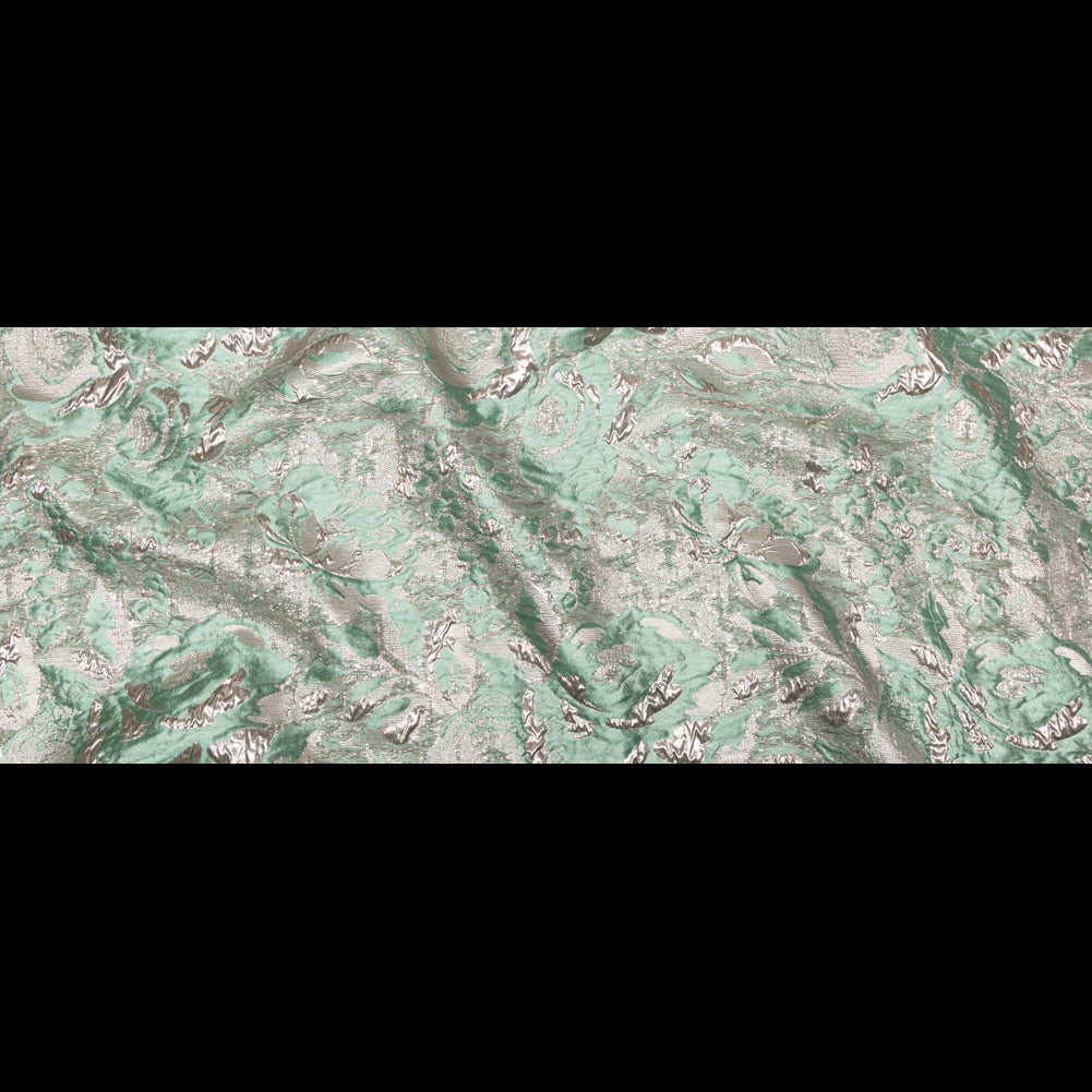 Metallic Simply Taupe and Winter Green Rosy Luxury Brocade