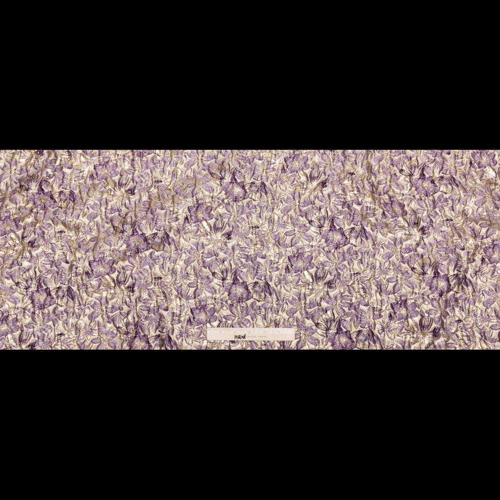 Metallic Sesame and Shadow Purple Floral Luxury Brocade