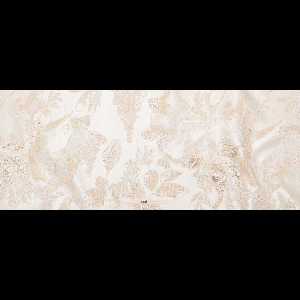 Metallic Bright Gold and Crystal Gray Floral Luxury Brocade