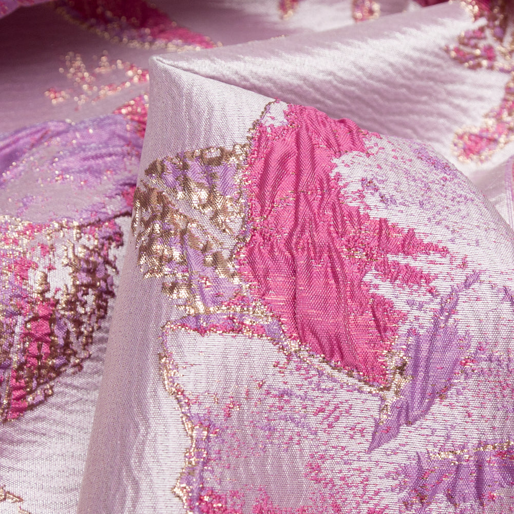 Floral Metallic Brocade - Bright Gold, Lavender and Fuchsia Pink