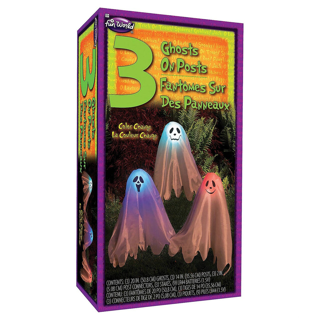 20 Inch Color Changing Ghosts On Posts Family Friendly Halloween Decoration