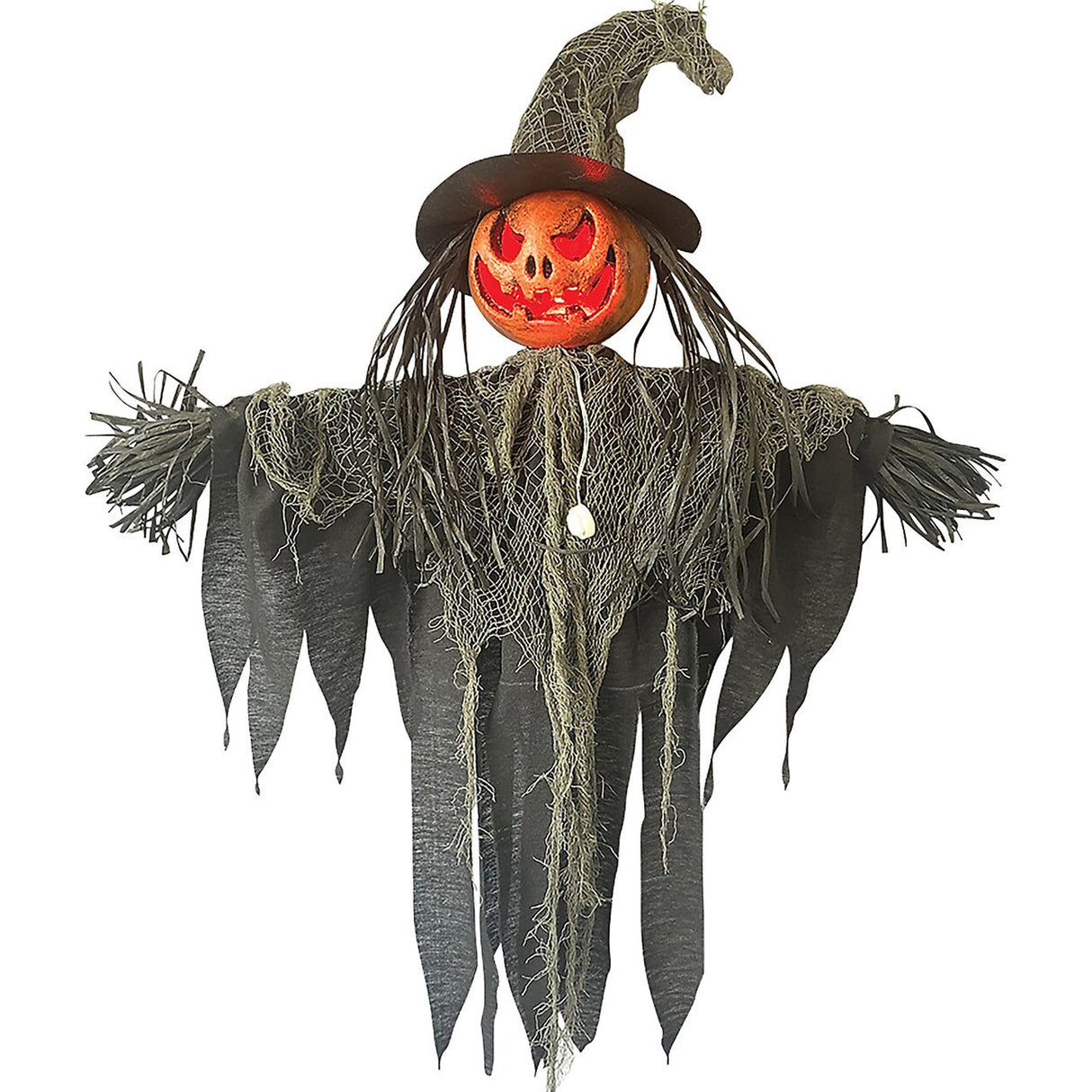 Pumpkin Hanging Scarecrow Rustic Ragged Clothes Halloween Decoration