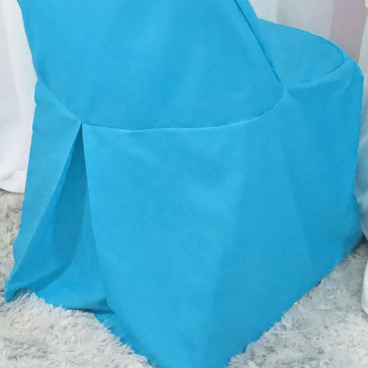 1 Piece Turquoise Polyester Chair Cover for Folding Event Seating