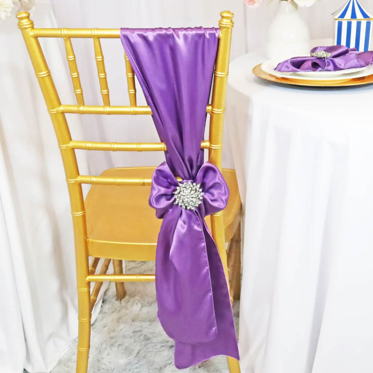 10 Pieces Victoria Lilac Satin Chair Bands, 8"x108" Soft Elegant Event Sashes