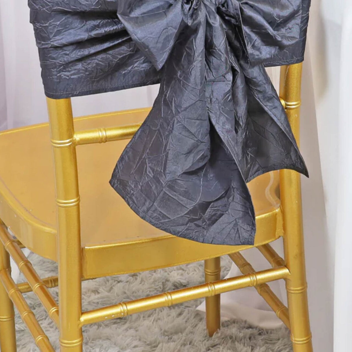 10 Pieces Pewter or Charcoal Crushed Taffeta Chair Sashes 9.5x108"