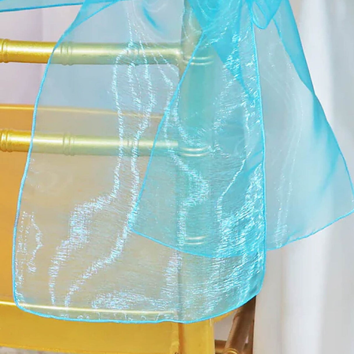 10 Pieces Turquoise Organza Chair Sashes 8"x108" Sheer Elegant Bow Accent