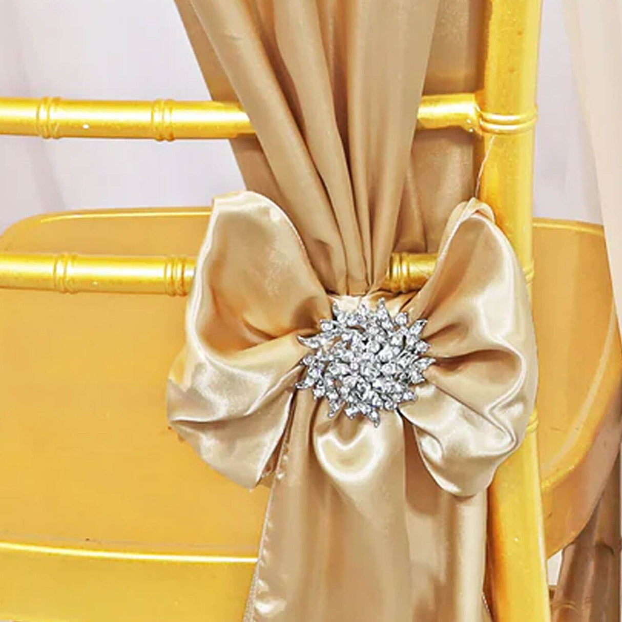 10 Pieces Champagne Satin Chair Sashes 8"x108" Elegant Event Decor