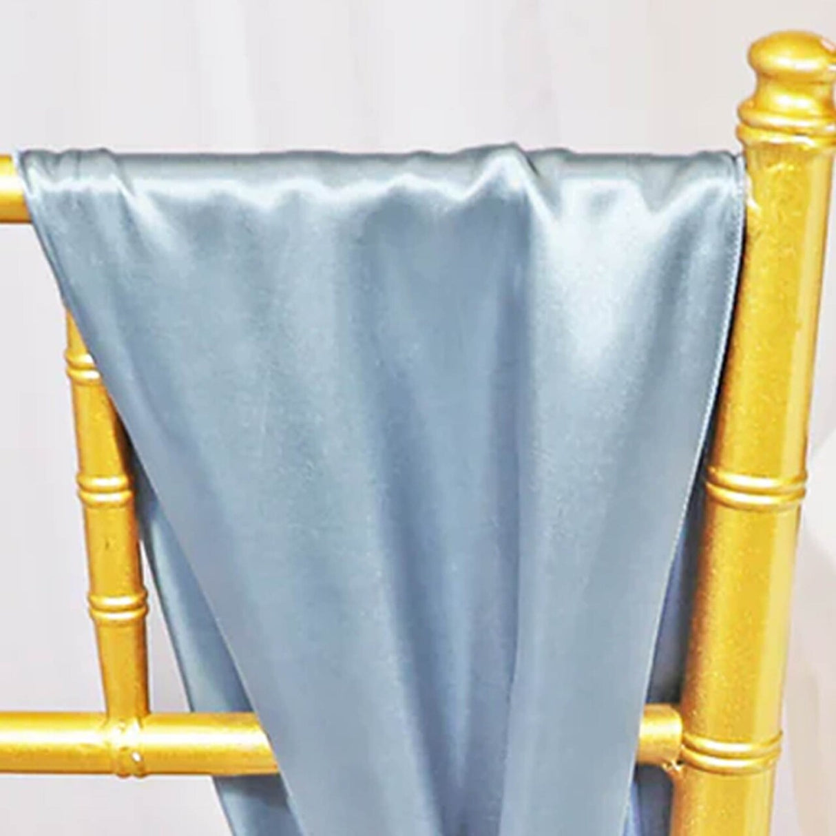 10 Pieces Dusty Blue Satin Chair Sashes 8"x108" Elegant Bow Accents