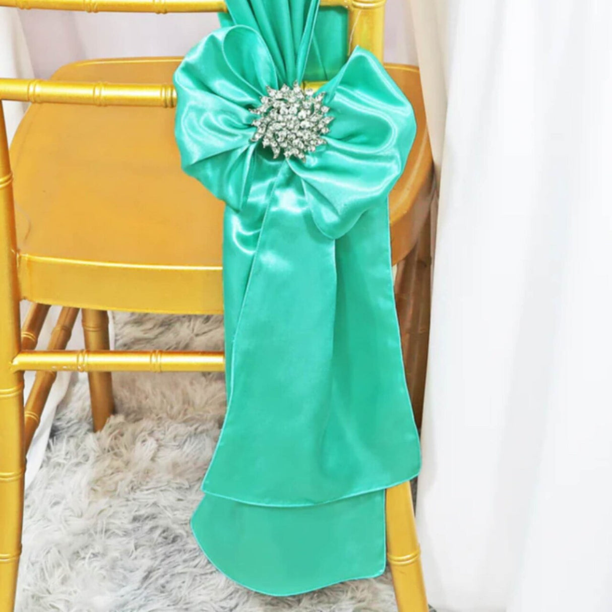 10 Pieces Satin Chair Sashes 8 by 108 inches Tiff Blue Or Aqua Blue