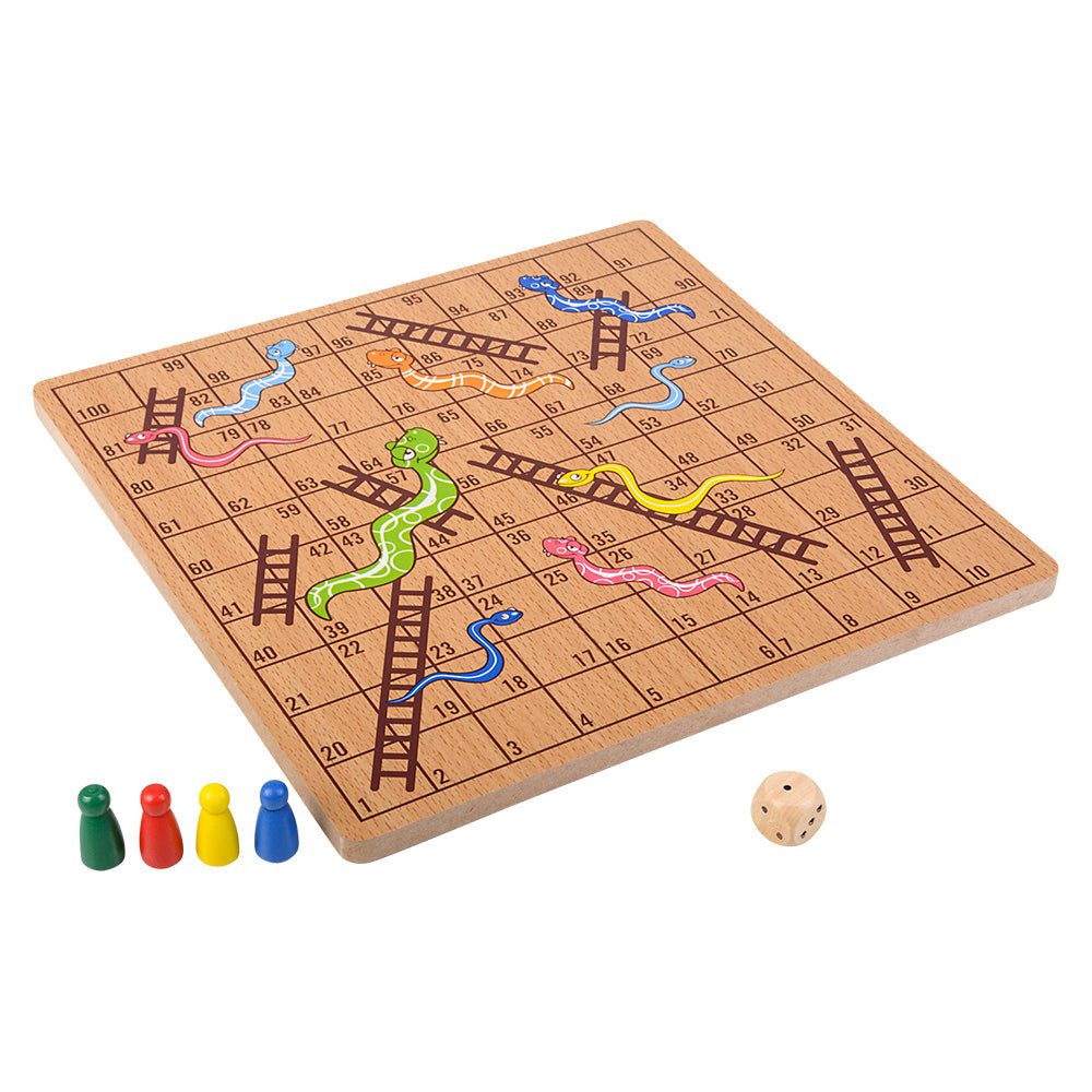 Wooden Snakes and Ladders Game (10" Box)