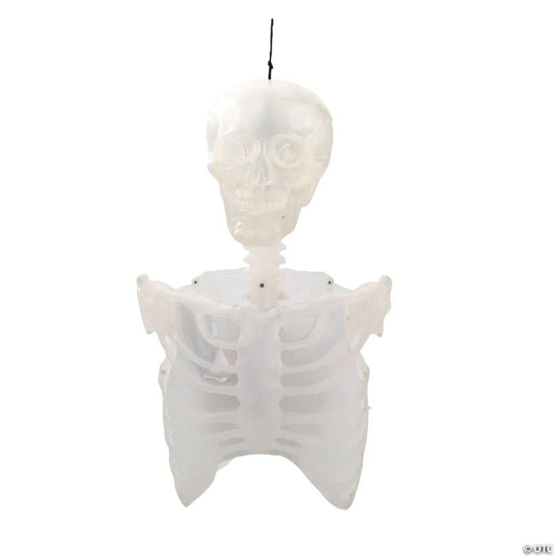 12 1/4" Light-Up Hanging Skeleton Torso with Fire Flashing Halloween Decoration