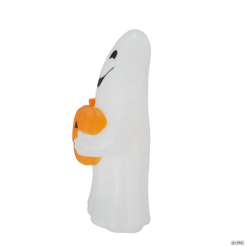 12" Light-Up LED Ghost with Jack-O'-Lantern Blow Mold Figure Halloween Decoration