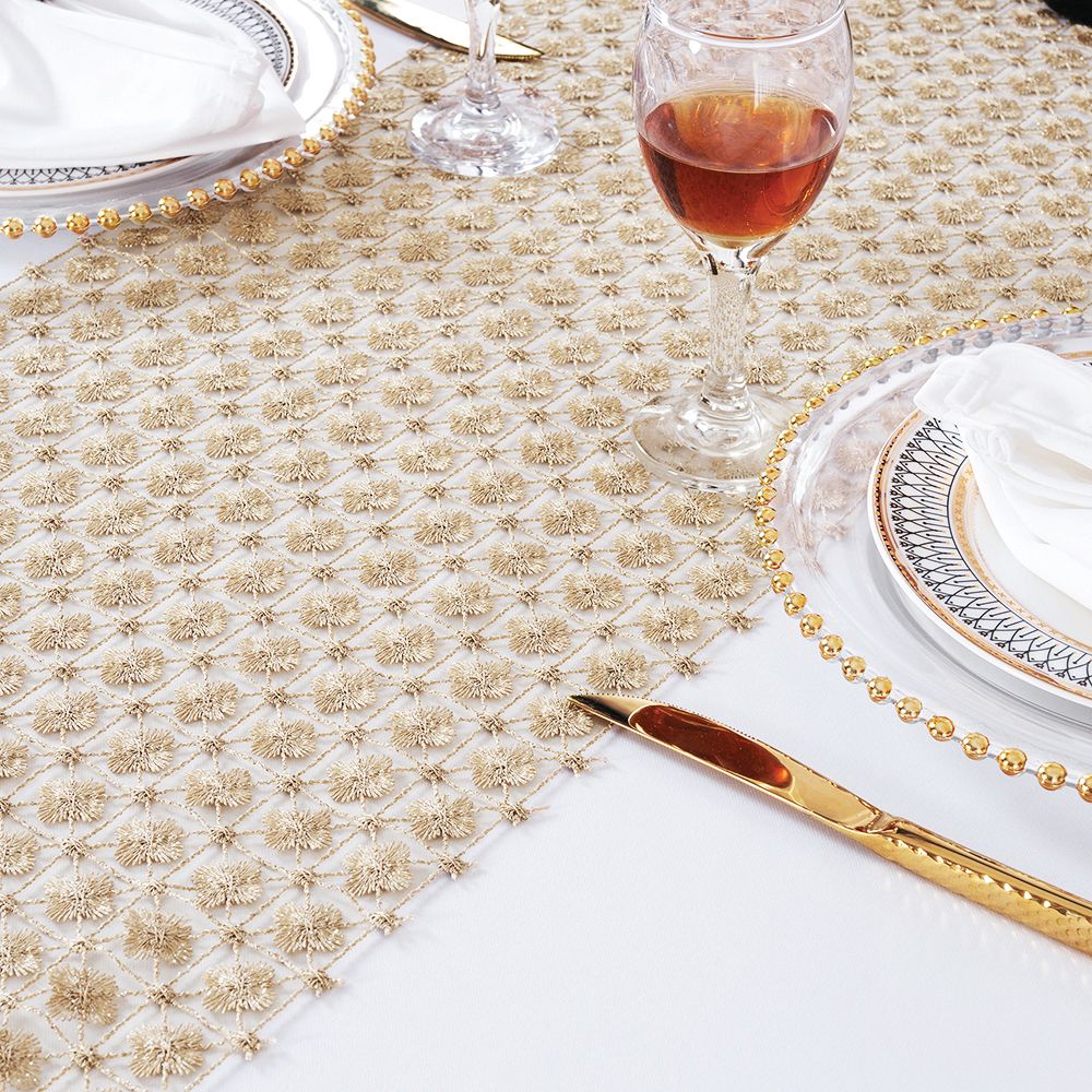 Lace Table Runner 12x108 Champagne