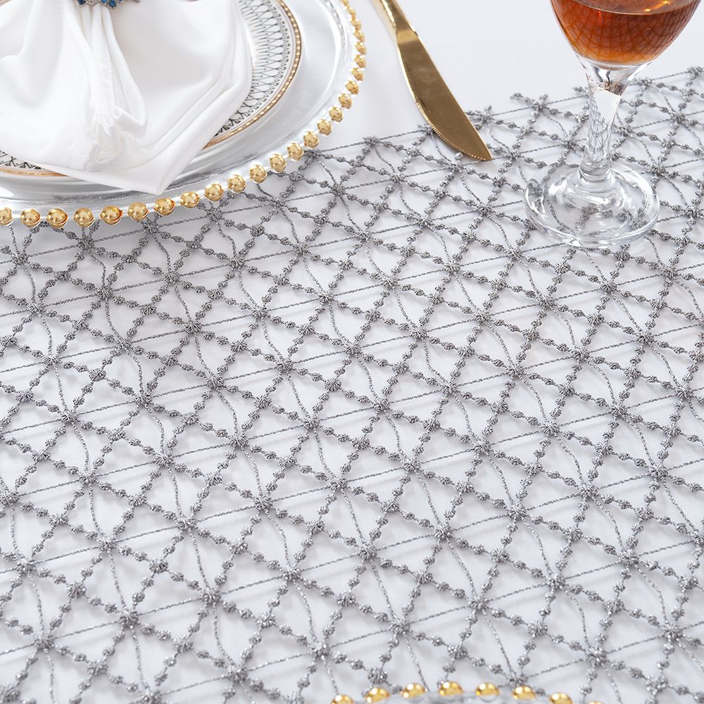 Lace Table Runner 12x108 Silver