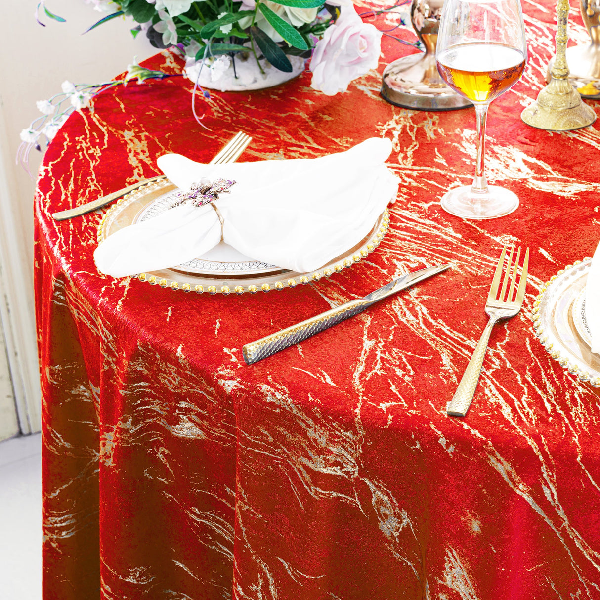 Rectangular Holland Velvet Tablecloth 90x132 Red
