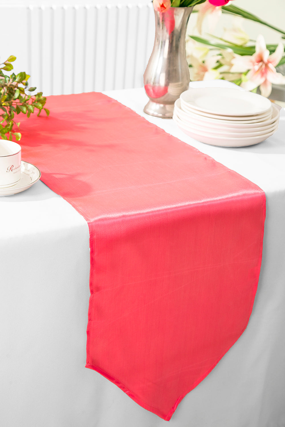 Satin Table Runner 13.5x108 Coral