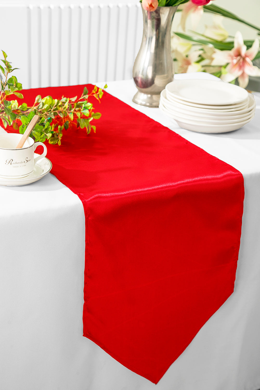 Satin Table Runner 13.5x108 Red
