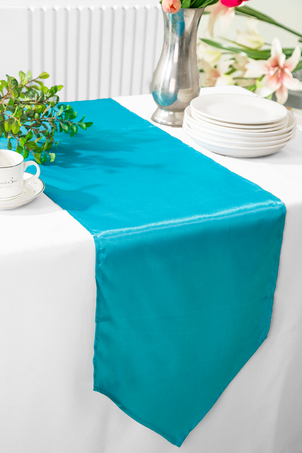 Satin Table Runner 13.5x108 Turquoise