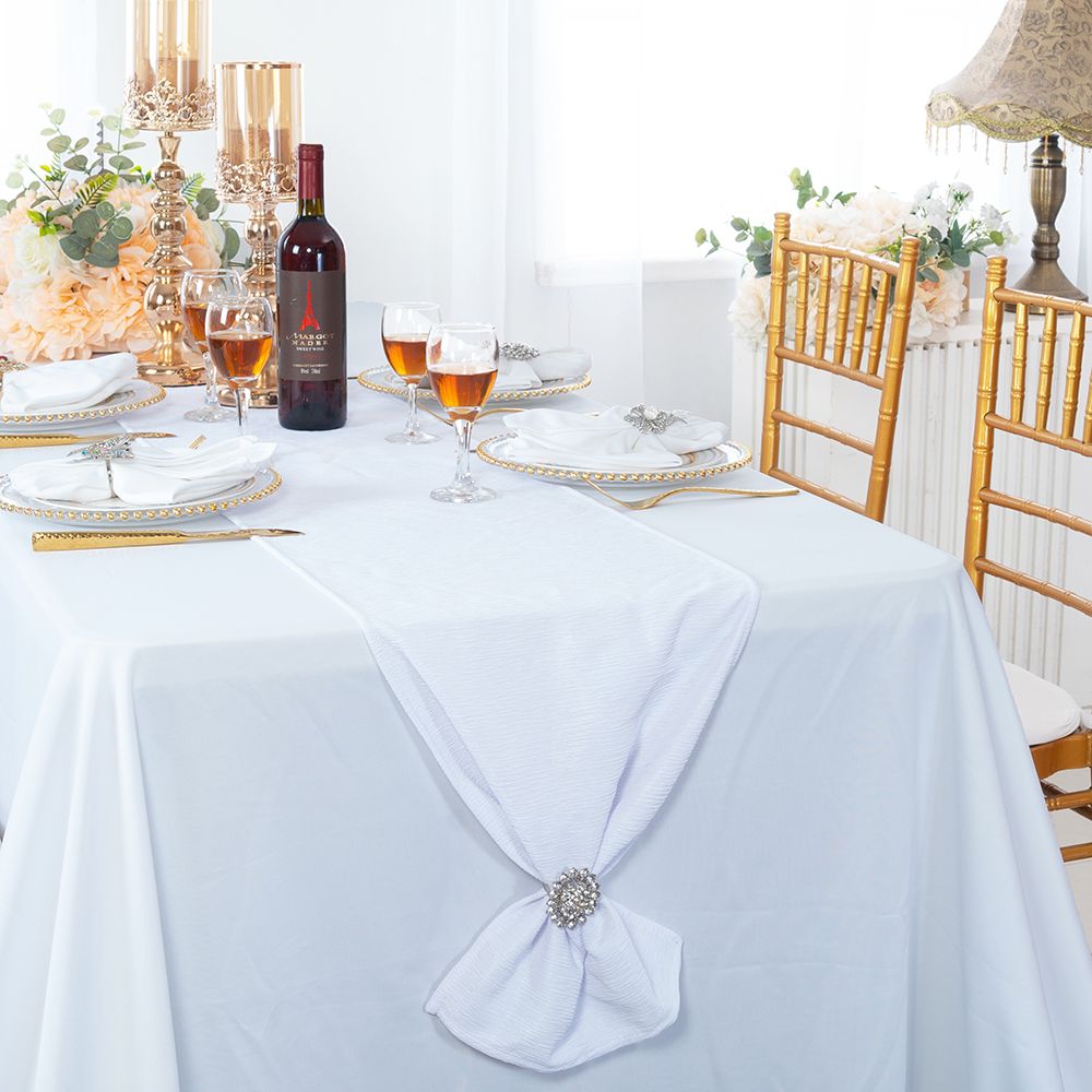 Crinkle Scuba Table Runner 13x108 White