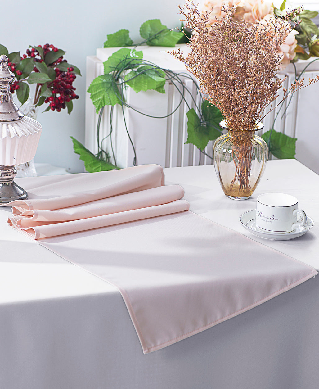 Polyester Table Runner 13x108 Blush Pink