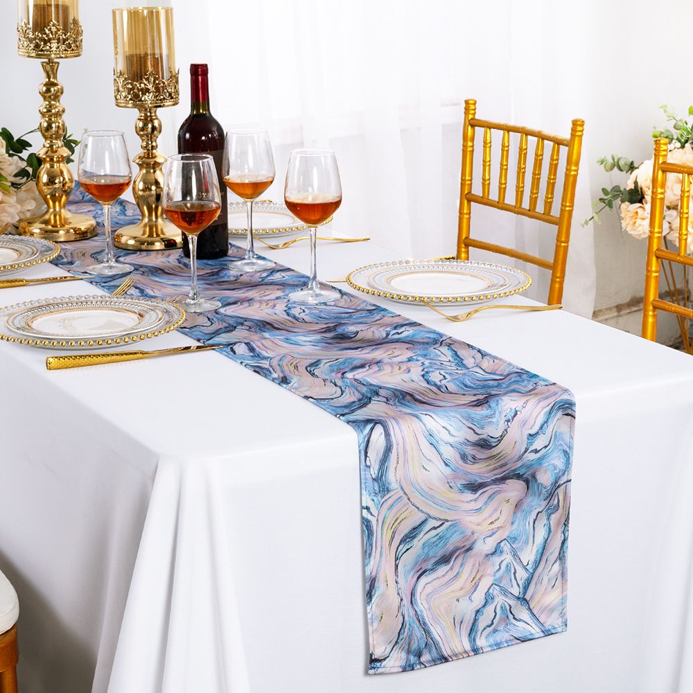 Wrinkle-Free Scuba Table Runner 13x108 Dusty Blue