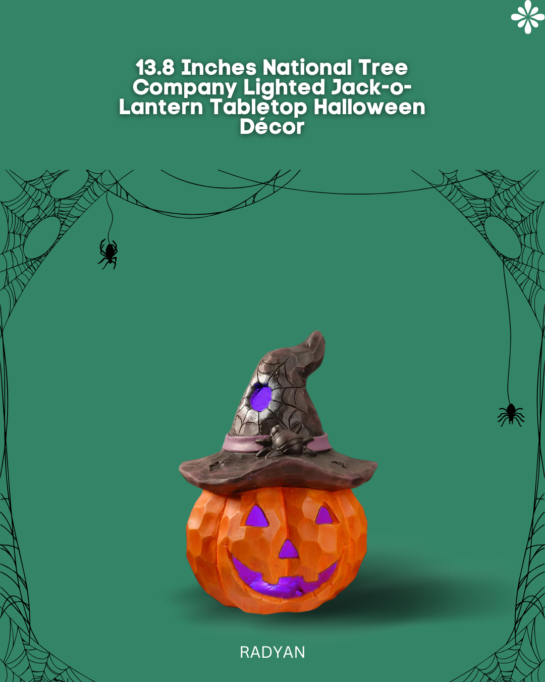 13.8 Inches National Tree Company Lighted Jack-o-Lantern Tabletop Halloween Décor