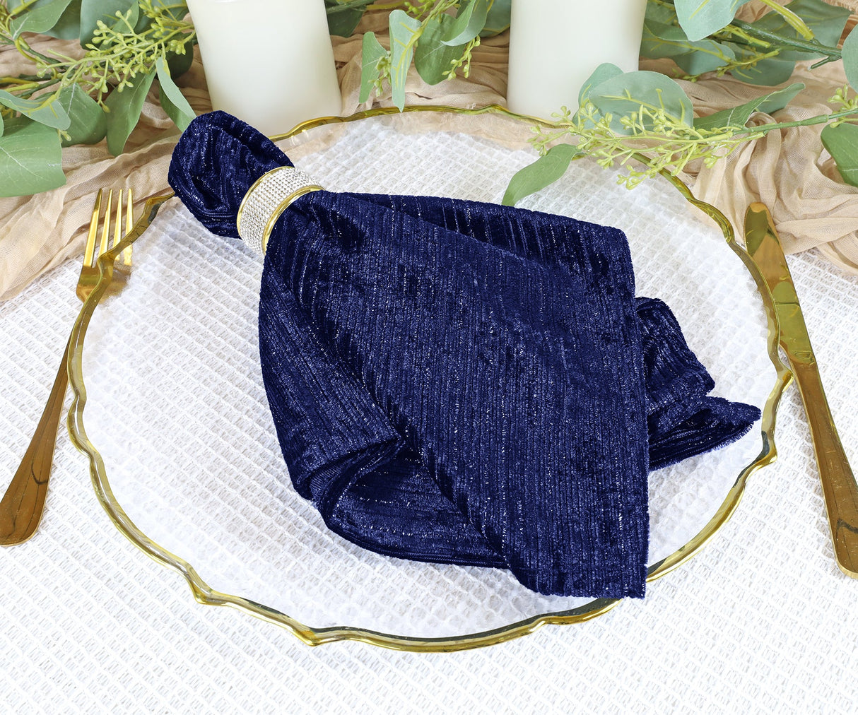 Velvet Dinner Napkin Sample 20x20 Navy Blue
