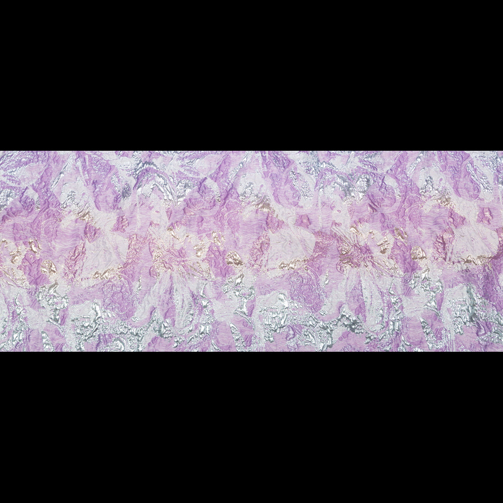 Metallic Golden Egg, African Violet and Winsome Orchid Abstract Luxury Brocade