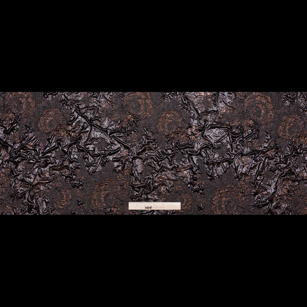 Metallic Two Penny and Black Floral Luxury Double Layer Orangza Brocade