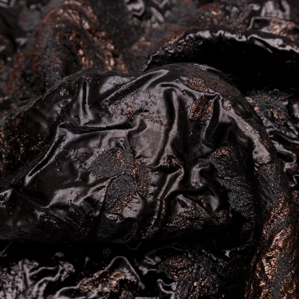 Metallic Two Penny and Black Floral Luxury Double Layer Orangza Brocade