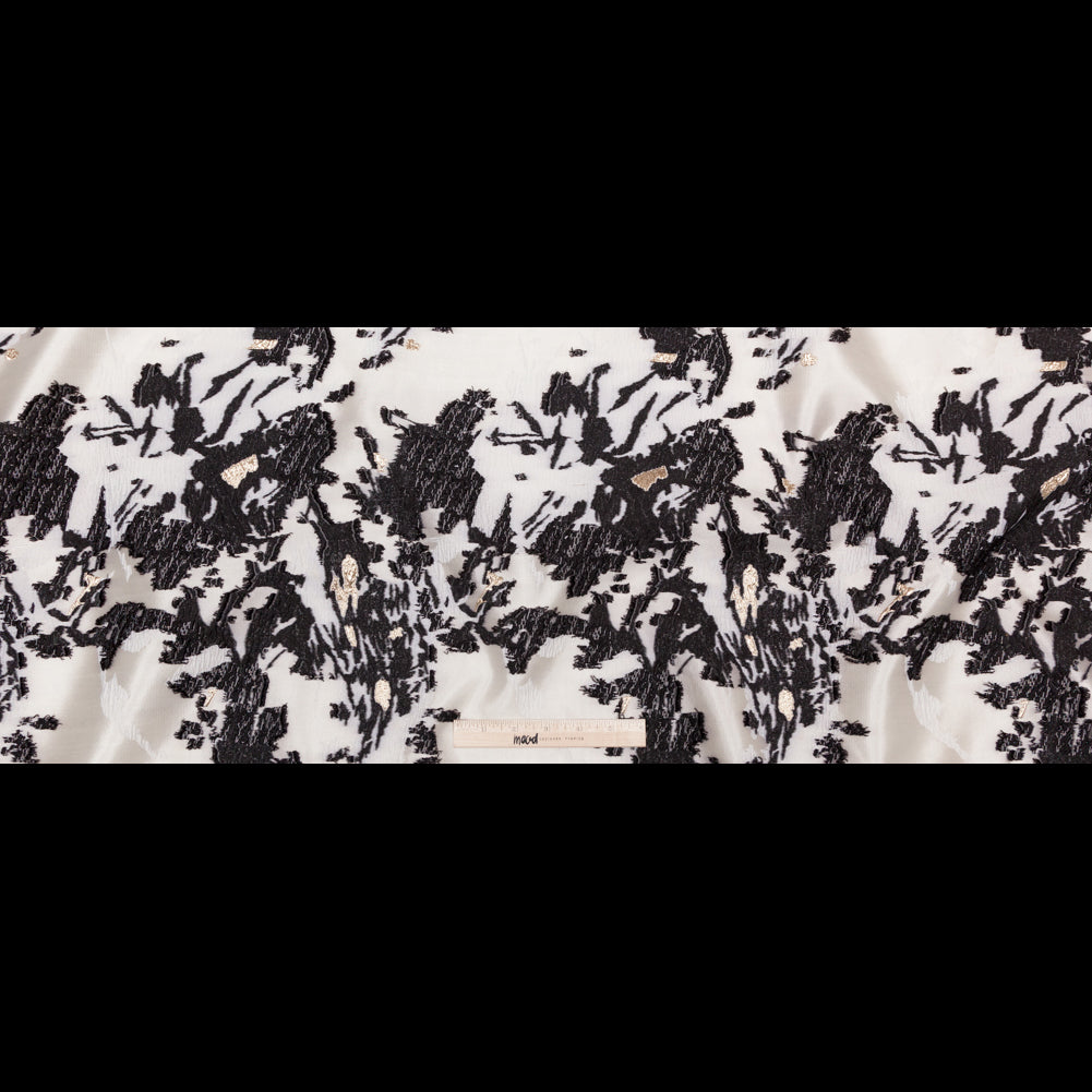 Jet Set, Blanc de Blanc and Metallic Gold Abstract Luxury Brocade