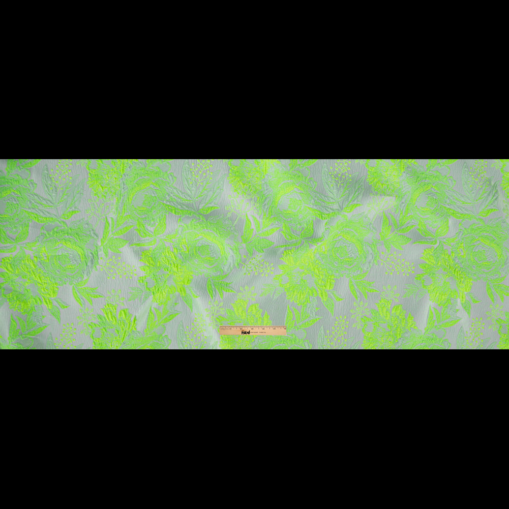 Neon Green Gecko and Frost Foliage Luxury Brocade