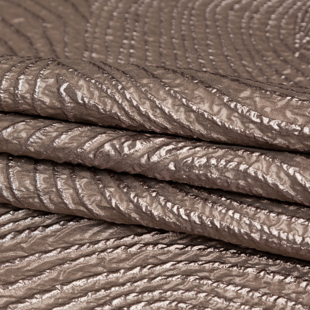 Metallic Timber Wolf Spirals Luxury Organza Brocade