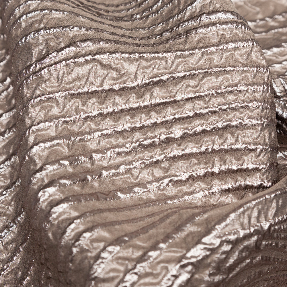 Metallic Timber Wolf Spirals Luxury Organza Brocade