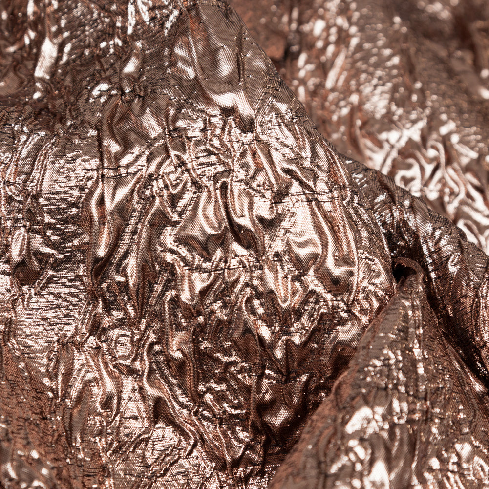 Metallic Teak Crinkled Luxury Brocade
