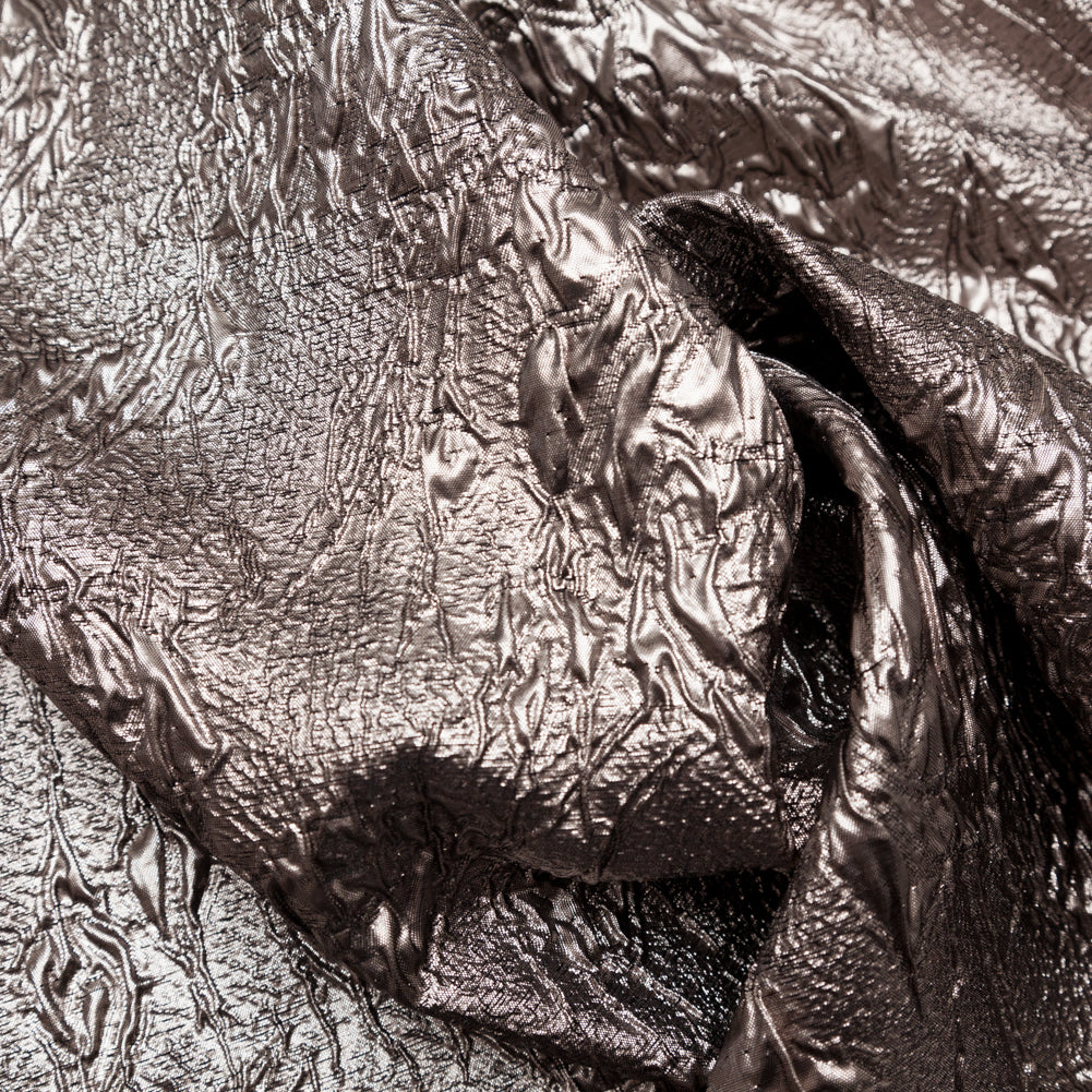 Metallic Cinder Crinkled Luxury Brocade