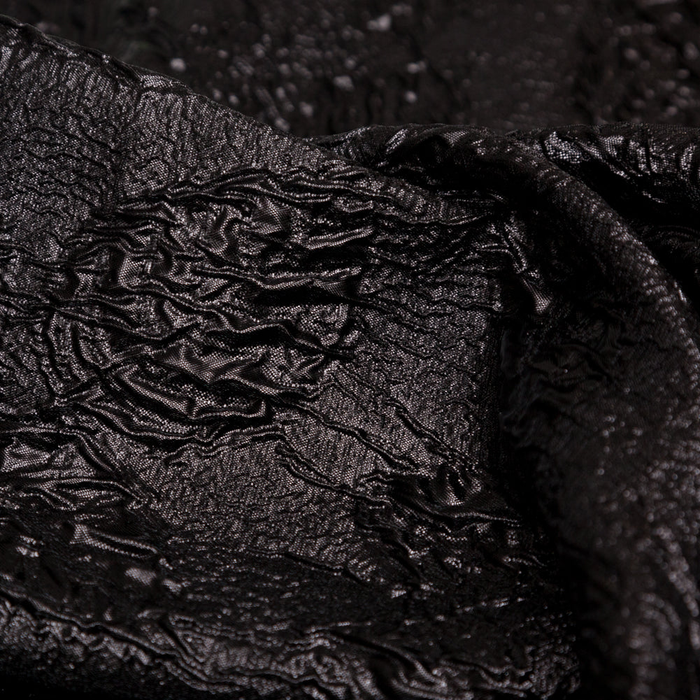 Metallic Black Crinkled Luxury Brocade