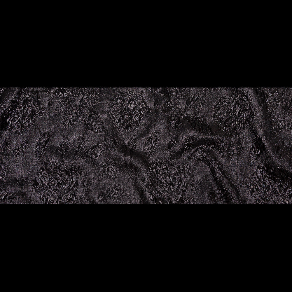 Metallic Black Crinkled Luxury Brocade