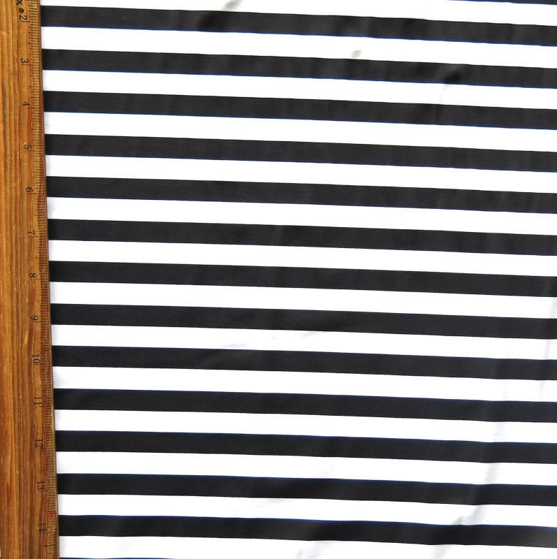 Swim Knit Black and White 1/2 Stripe Nylon Spandex