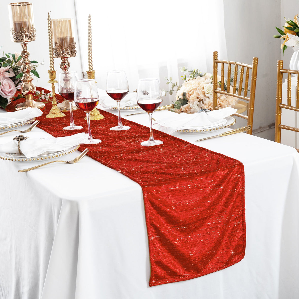Velvet Table Runner 13x108 Red
