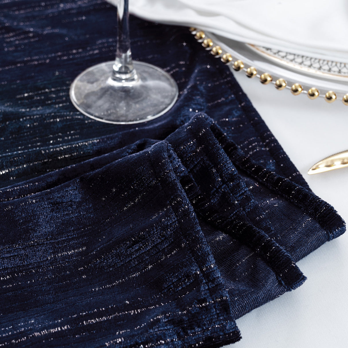 Velvet Table Runner 13x108 Navy Blue