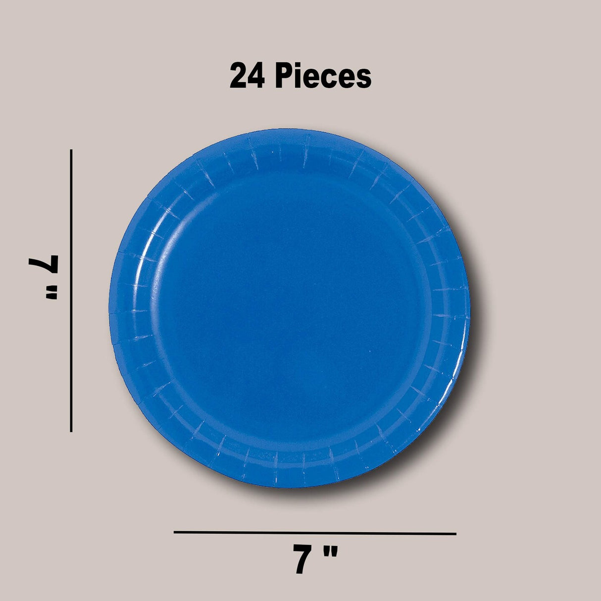 24 Count Blue Paper Plates 7" Round Dessert Plates for Birthday and Party Use