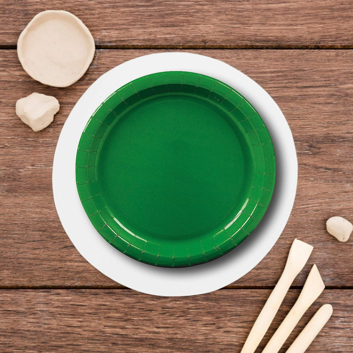 24 Count Green Paper Plates 7 Inch Disposable Round Dessert Plates for Party