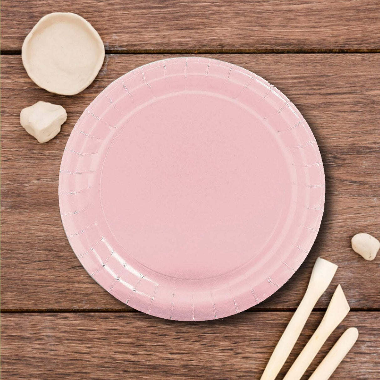 24 Count Light Pink Round Paper Plates for Dessert Buffets 7"