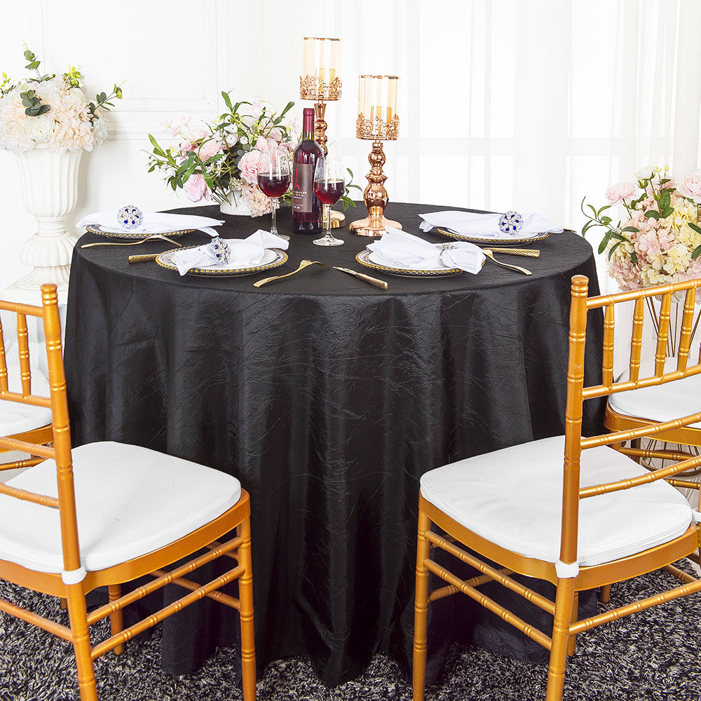 Round Crushed Taffeta Tablecloth 120" Black
