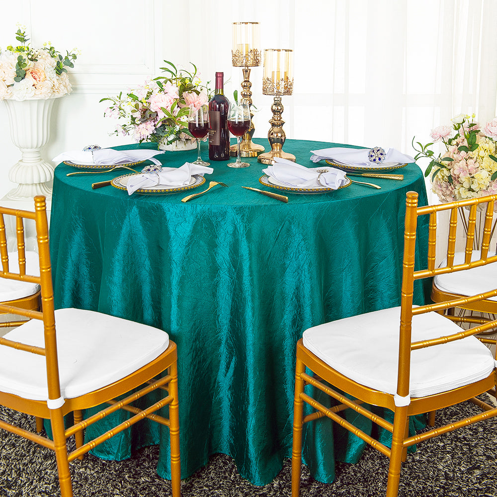 Round Crushed Taffeta Tablecloth 132" Oasis
