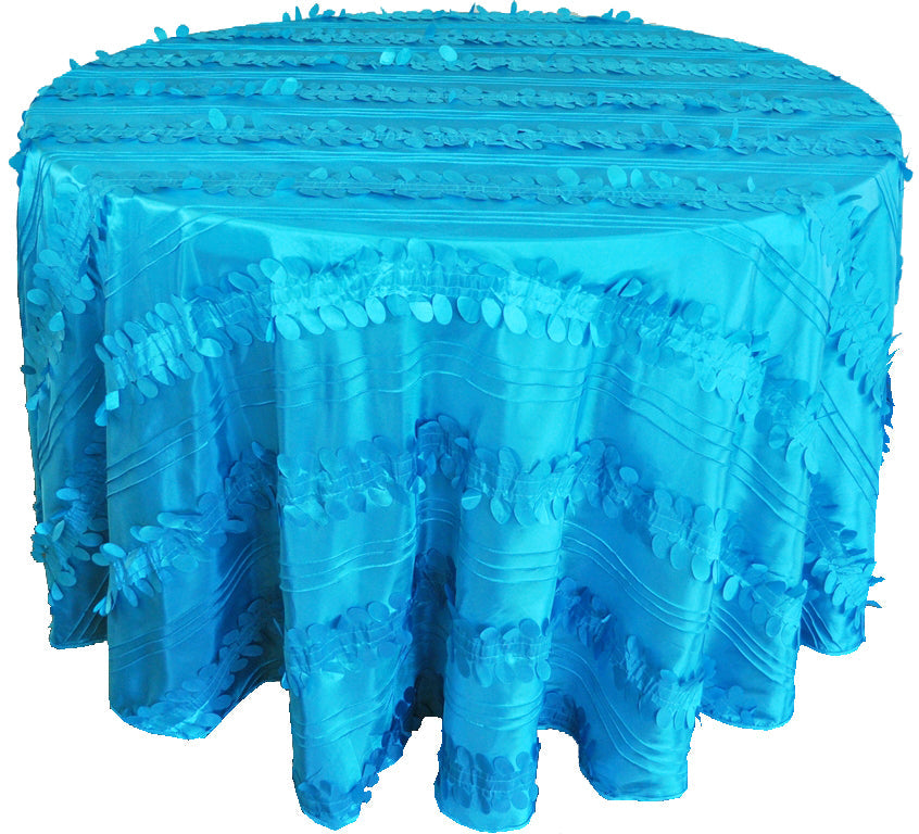 Round Taffeta Tablecloth 132 Inch Turquoise